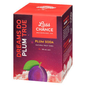 A box of Lass chance plum flavoured sodas