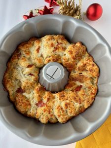 PIzza bread cooked in a Bundt pan